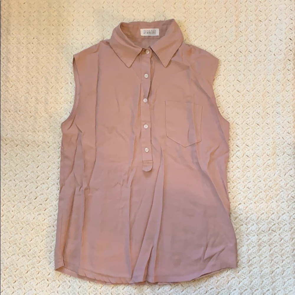Sleeveless Half Button Shirt